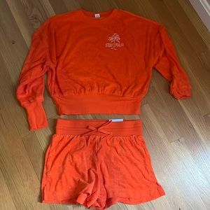 Old navy orange Terry cloth short and shirt set